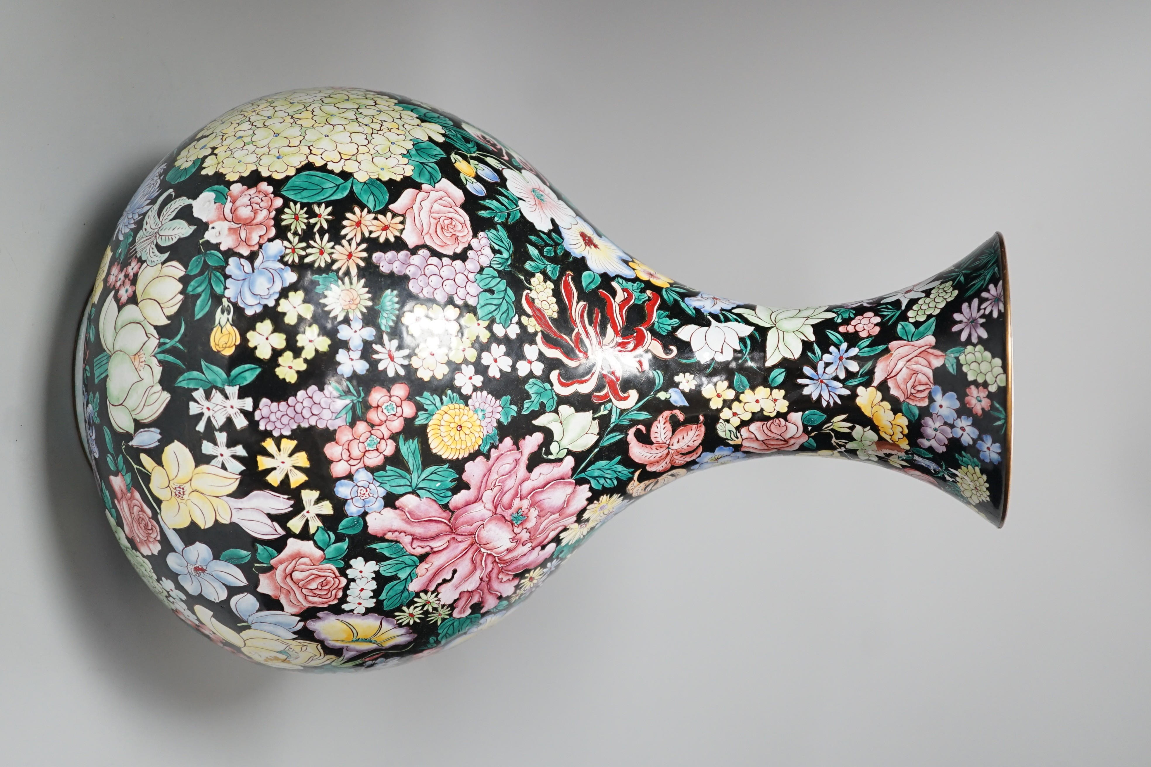 A large Canton (Guangzhou) enamel vase, 39cm
